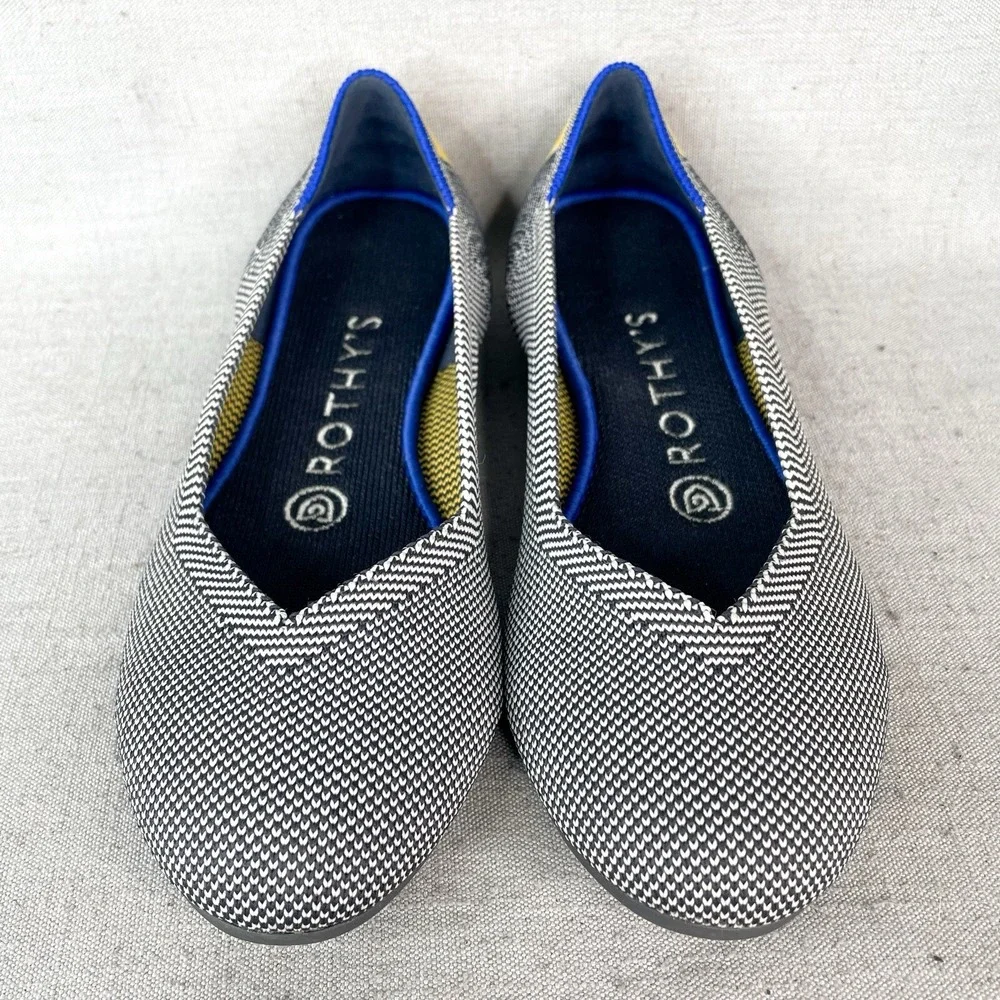 Rothys Womens 6 The Flat Shale Ribbon Stripe Knit Round Toe Ballet Shoes Slip On